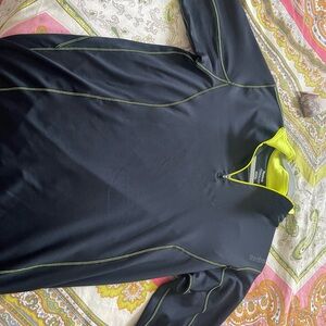 Reebok Black and Neon Green Athletic Top